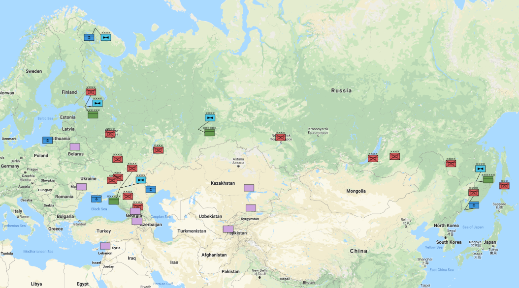 რუსეთის შეიარაღებული ძალები: ინტერაქტიული რუკა
